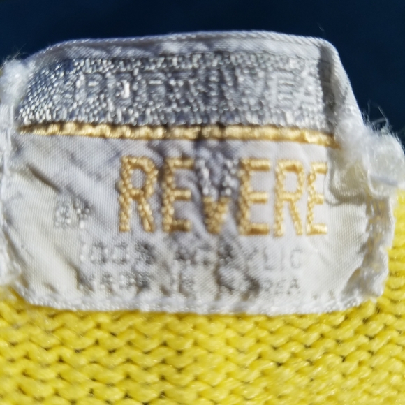 VTG Revere 60's 70's Acrylic Yellow V-Neck Sweater - Picture 7 of 7
